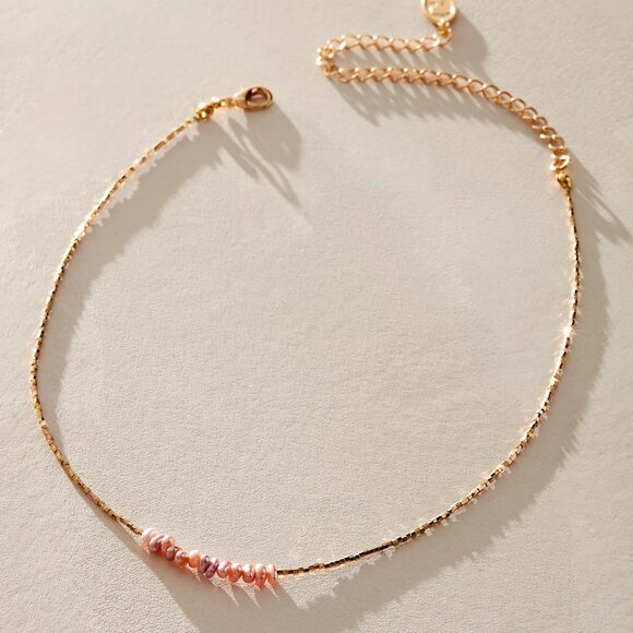 FREE PEOPLE x Ariana Ost Amelia Simple Choker/ Necklace In Freshwater Pearl NWT - Picture 1 of 6
